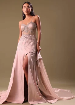 Blush Pink Embroidered Organza Gown