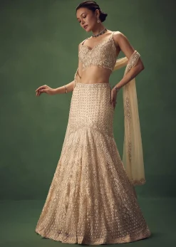 Blush Pink Fish Cut Sequin Lehenga Set
