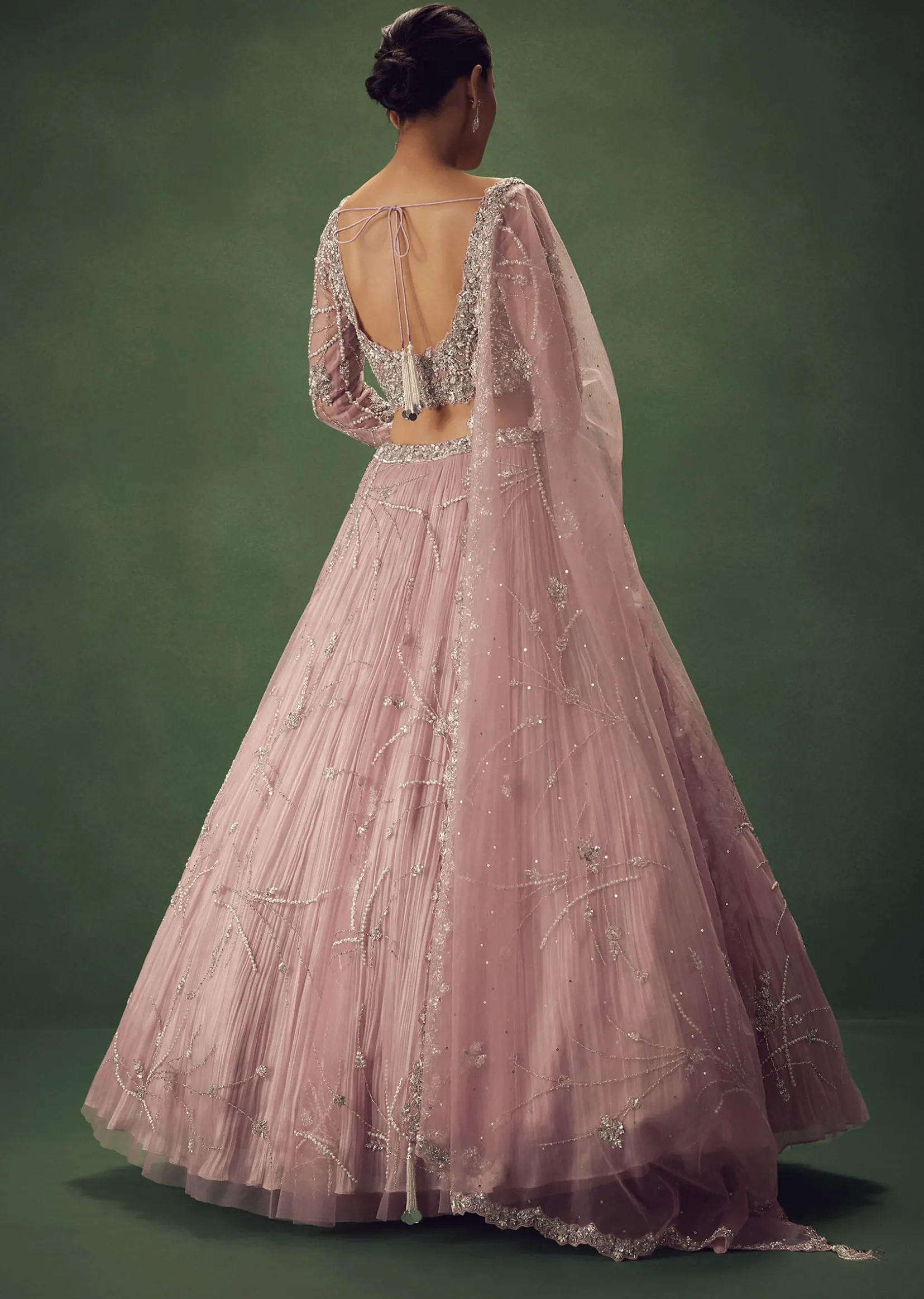 Blush Pink Hand Embroidered Lehenga Set