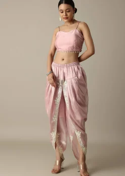 Blush Pink Organza Gotta Patti Work Dhoti Set