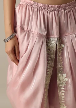 Blush Pink Organza Gotta Patti Work Dhoti Set