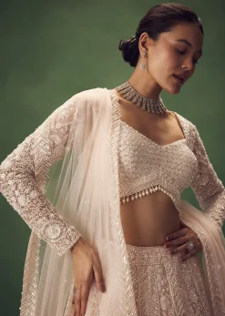 Blush Pink Sequin Work Lehenga Set