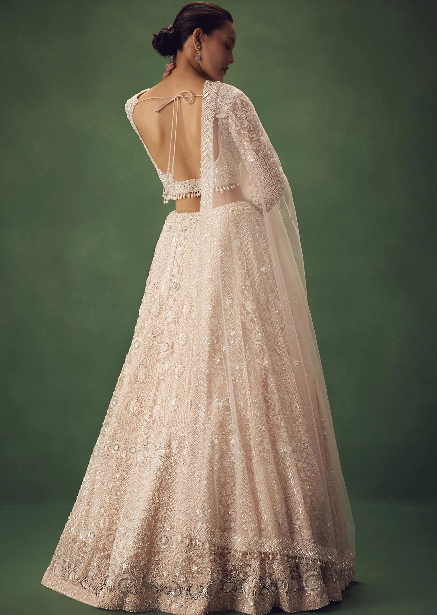 Blush Pink Sequin Work Lehenga Set