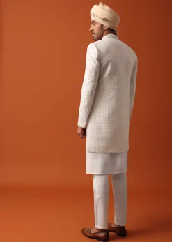 Blush Pink Sherwani Adorned with Intricate Embroidery All Over