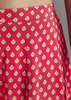 Bright Red Printed Cape Set