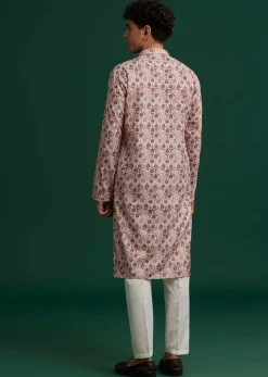 Brown Cotton Mughal Printed Kurta Set