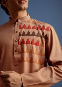 Brown Geometric Hand Block Printed Kurta Set