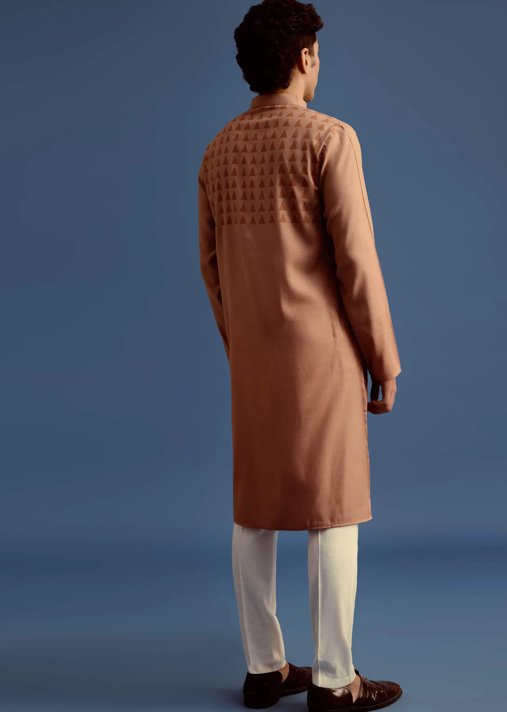 Brown Geometric Hand Block Printed Kurta Set