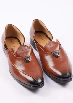 Brown Glossy Juttis For Men