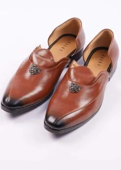 Brown Glossy Juttis For Men