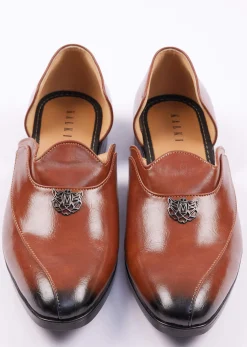 Brown Glossy Juttis For Men
