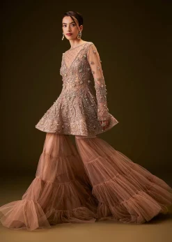 Brown Hand Embroidered Sharara Set