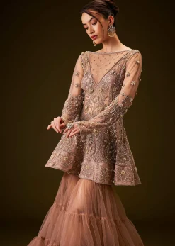 Brown Hand Embroidered Sharara Set