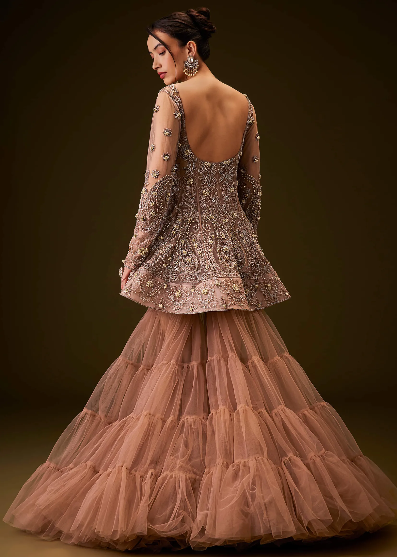 Brown Hand Embroidered Sharara Set