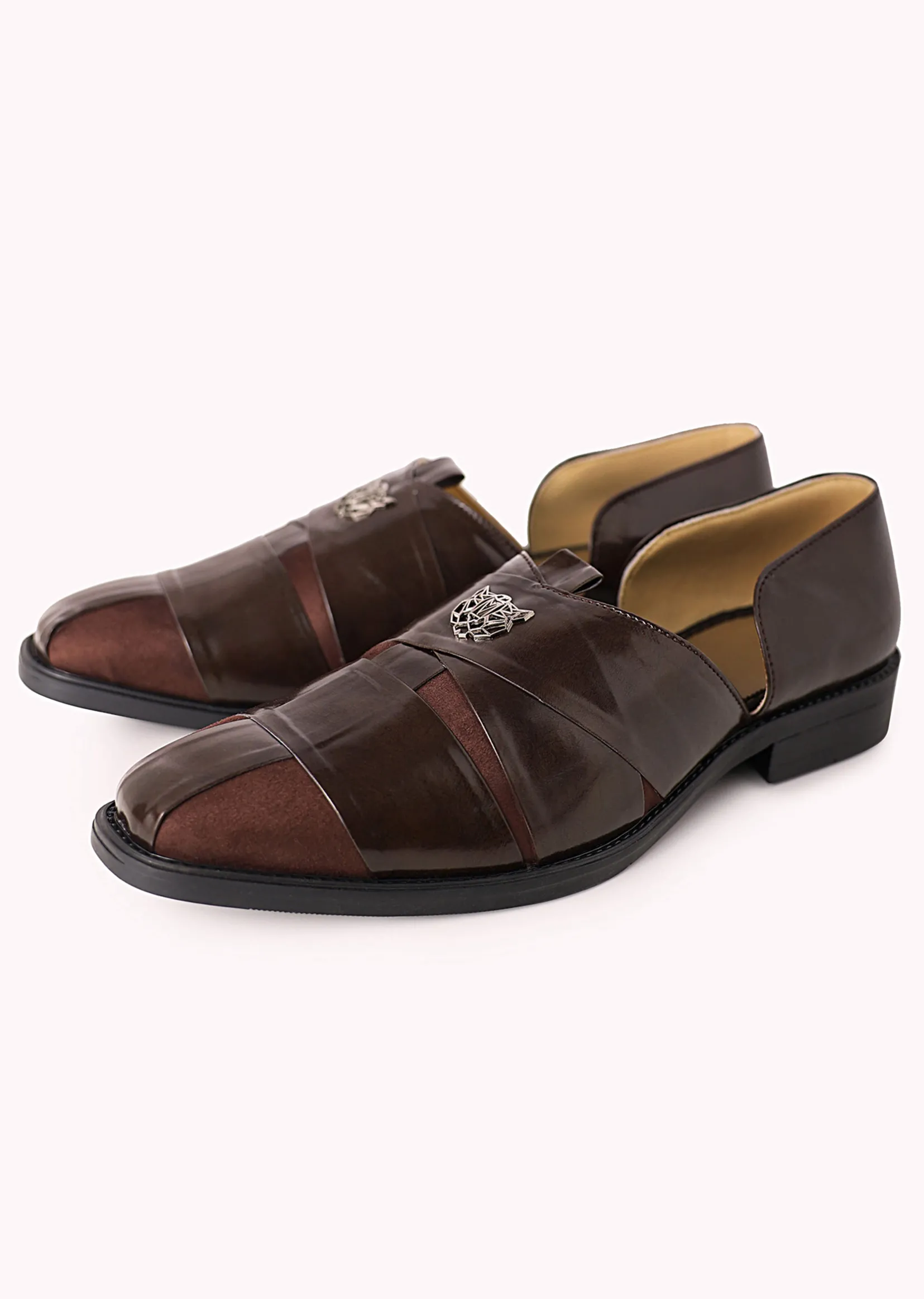 Brown Juttis with Block Heels