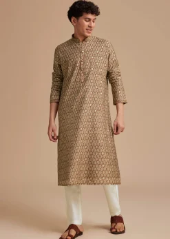 Brown Muslin Mughal Printed Kurta Set