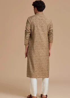 Brown Muslin Mughal Printed Kurta Set