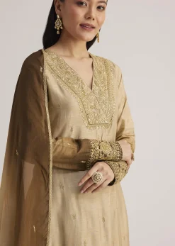 Brown Ombre Embroidered Suit