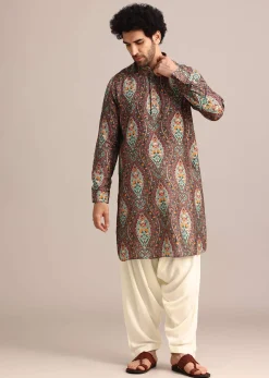 Brown Printed Kurta And Patiala Salwar Set