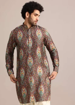 Brown Printed Kurta And Patiala Salwar Set