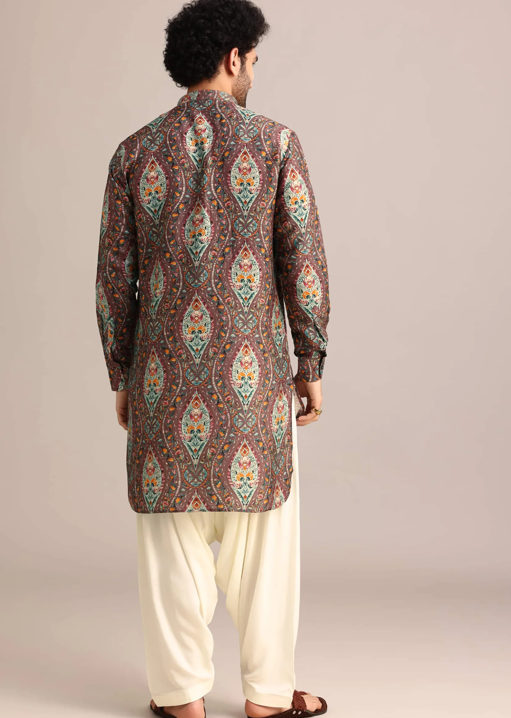 Brown Printed Kurta And Patiala Salwar Set