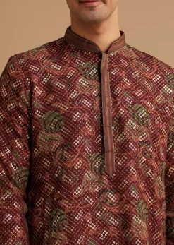 Brown Printed Kurta Set