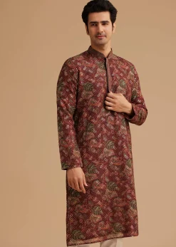 Brown Printed Kurta Set