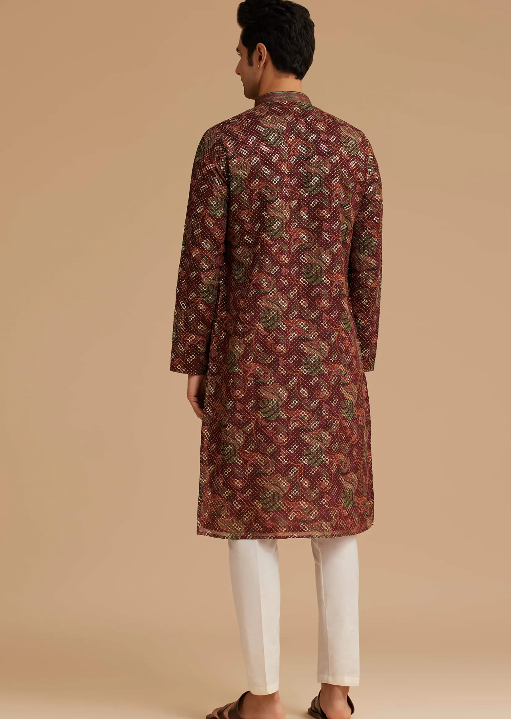 Brown Printed Kurta Set