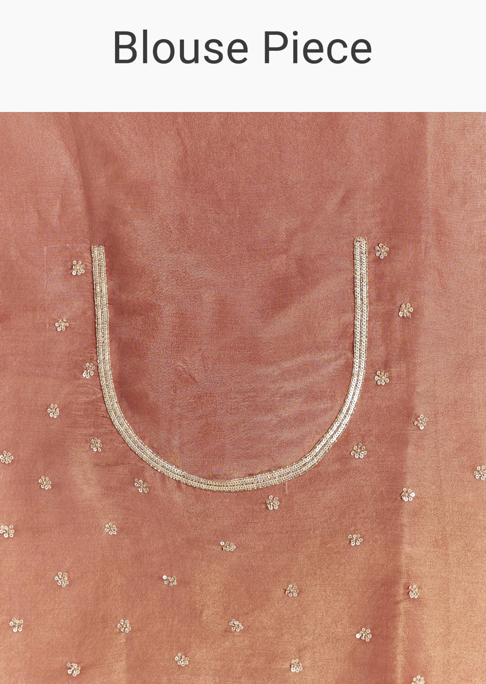 Brown Rust Crush Tissue Saree With Gota And Beads Embroidery
