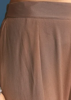 Brown Silk Sequin Cutdana Kurta Sharara With Dupatta