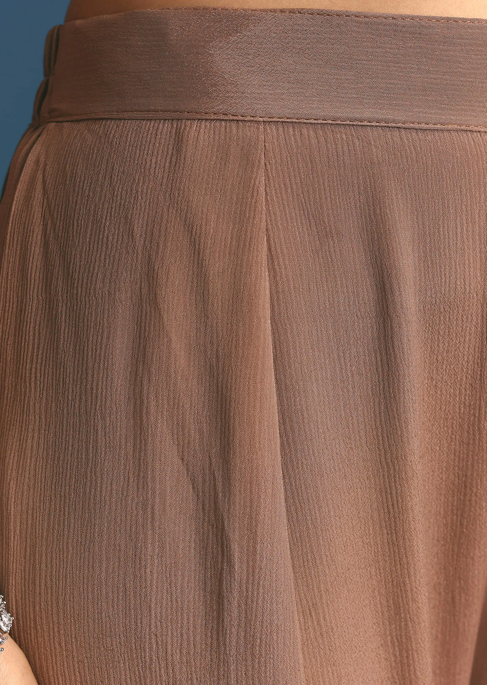 Brown Silk Sequin Cutdana Kurta Sharara With Dupatta