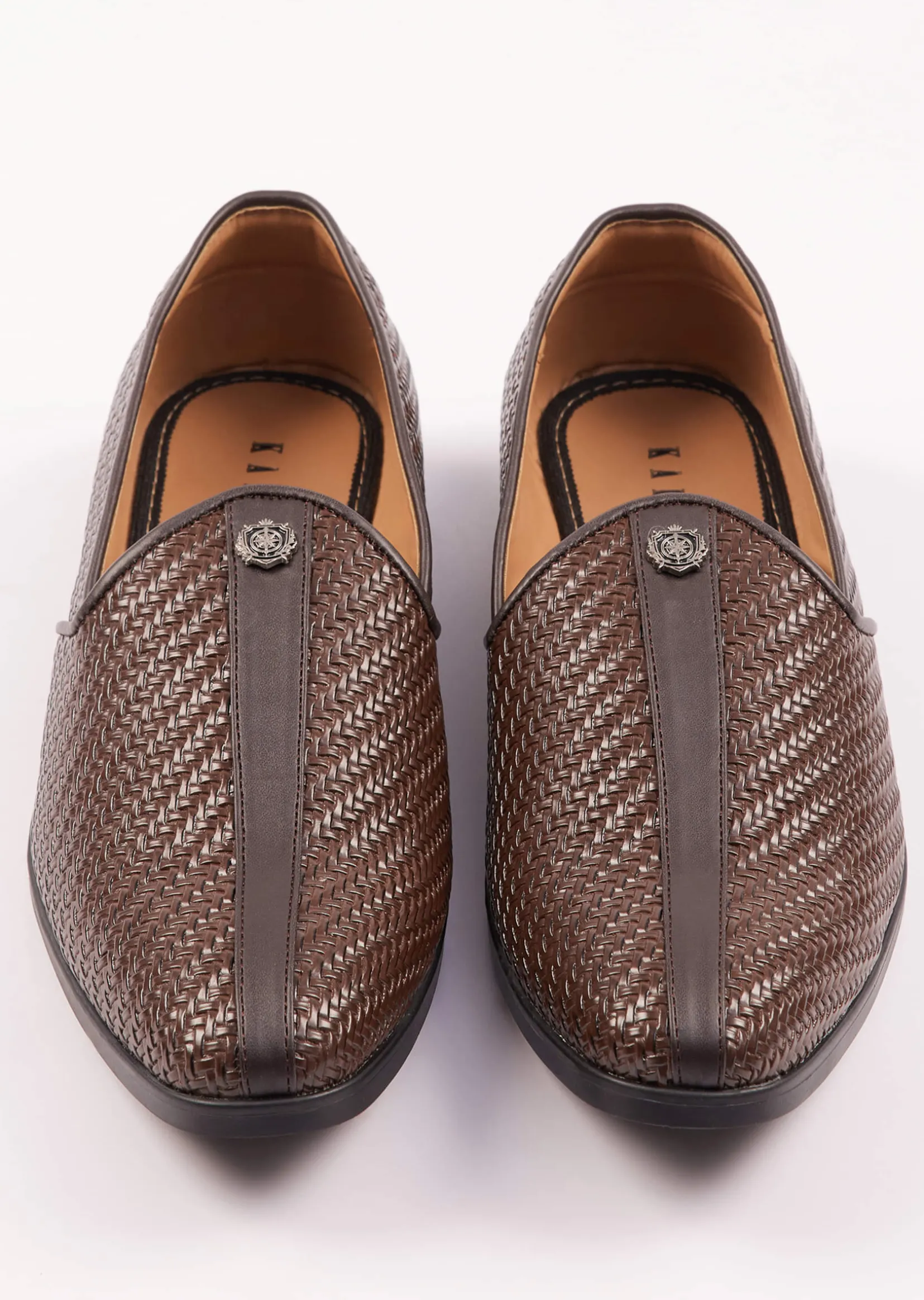 Brown Textured Juttis For Men