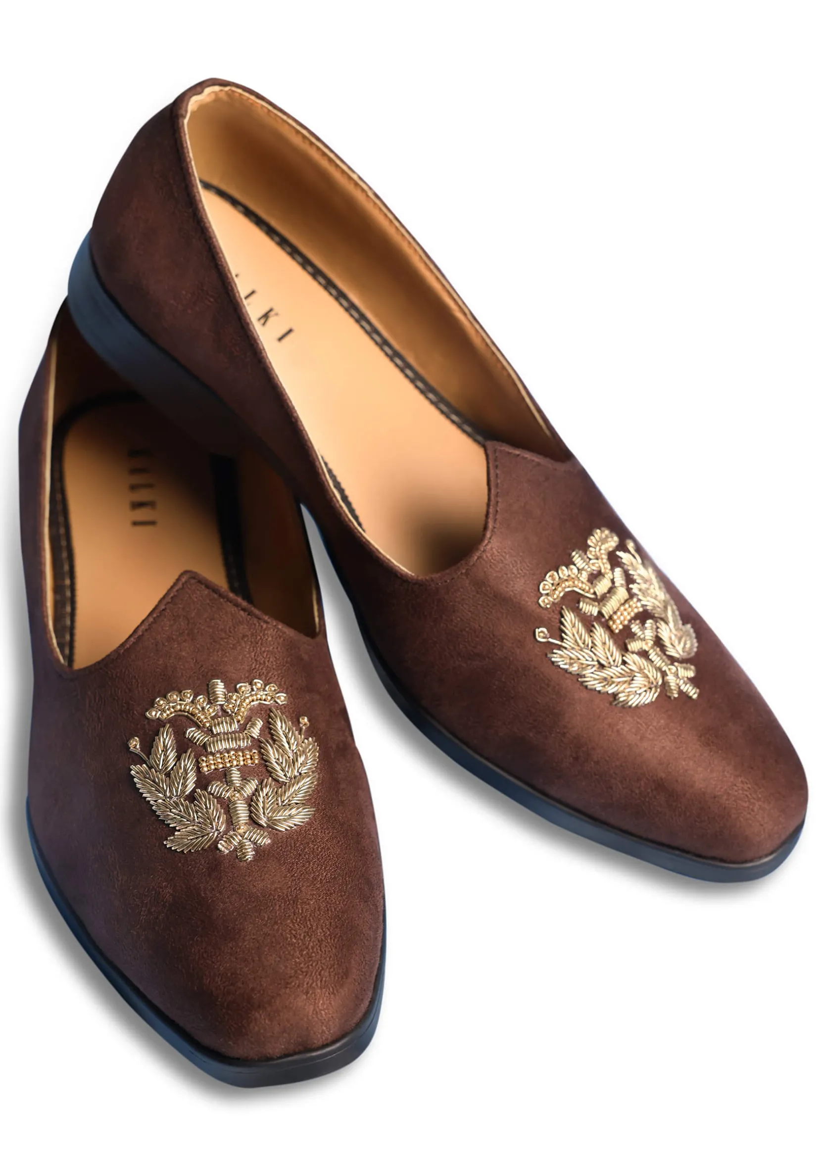 Brown Velvet Jutti With Hand Work For Men