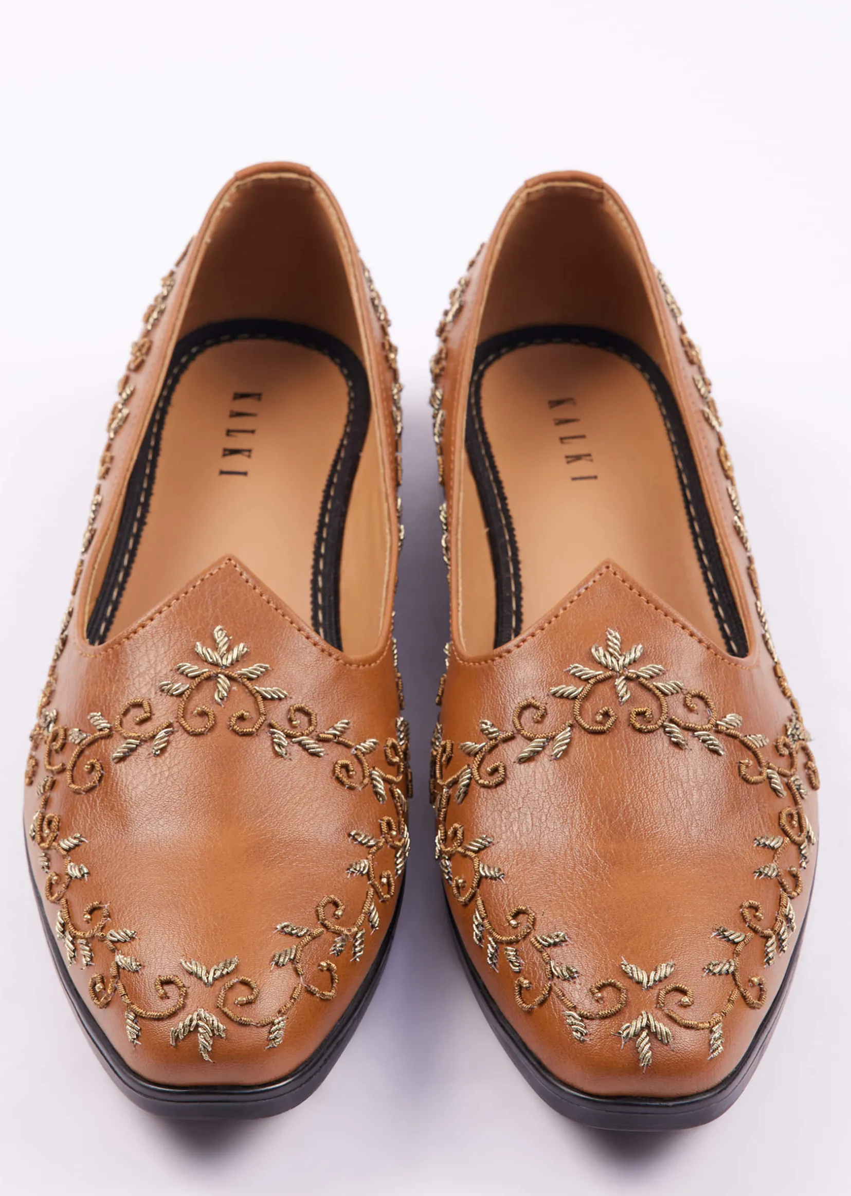 Brown Zardosi Work Juttis For Men