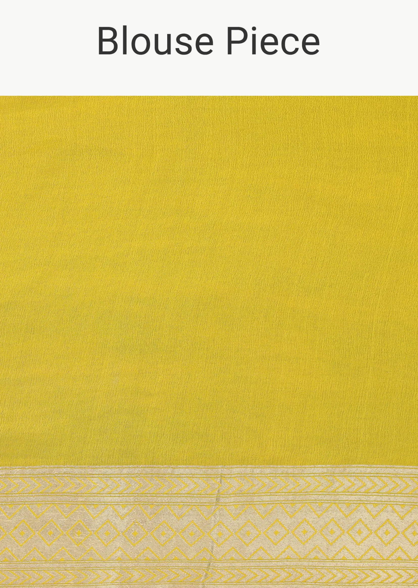 Canary Yellow Saree In Georgette With Striped Banarasi Zari Weave And An Unstitched Blouse