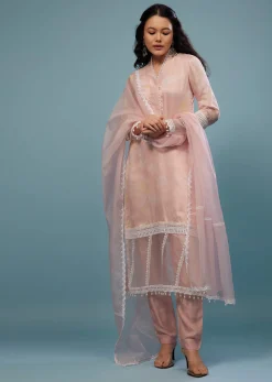 Candy Pink Pant Suit Set In Viscose Silk