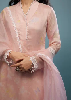 Candy Pink Pant Suit Set In Viscose Silk