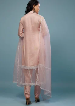 Candy Pink Pant Suit Set In Viscose Silk