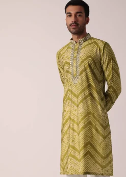 Captivating Green Cotton Kurta For Men