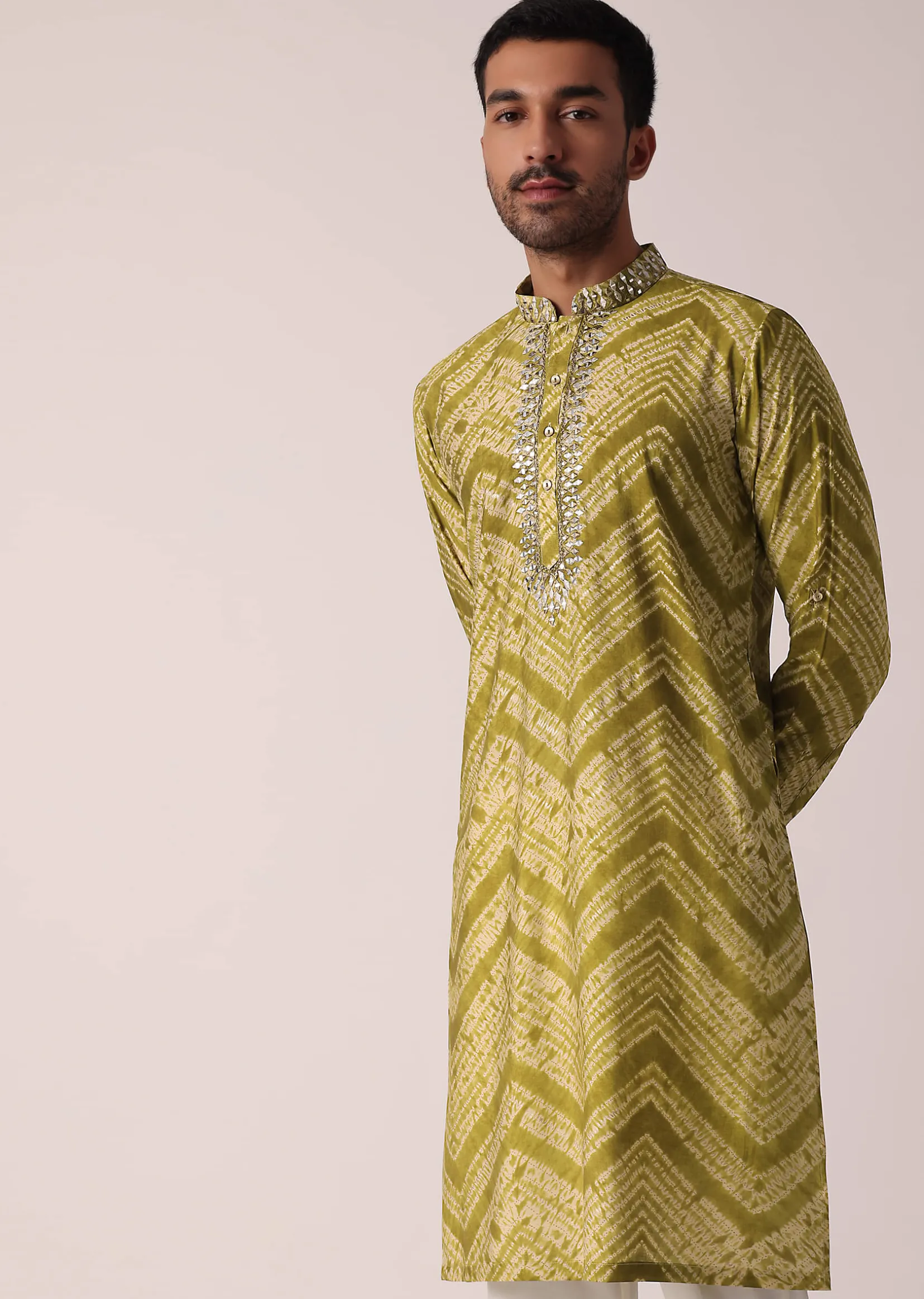 Captivating Green Cotton Kurta For Men