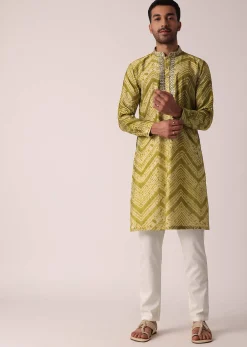 Captivating Green Cotton Kurta For Men