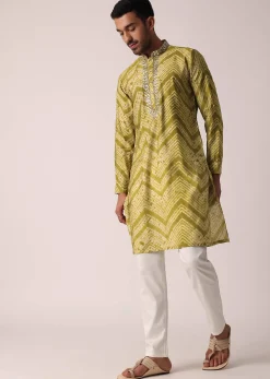 Captivating Green Cotton Kurta For Men