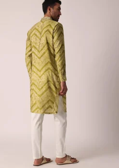Captivating Green Cotton Kurta For Men