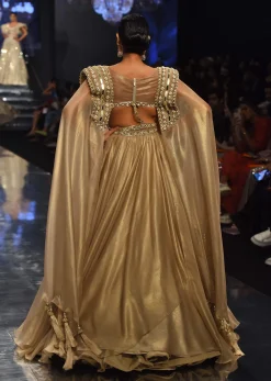 Champagne Gold Akasia Gown With Tassel Wing Cape Sleeves - NOOR 2022