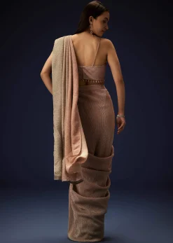 Champagne Ombre Ready To Wear Saree With Pleated Saree