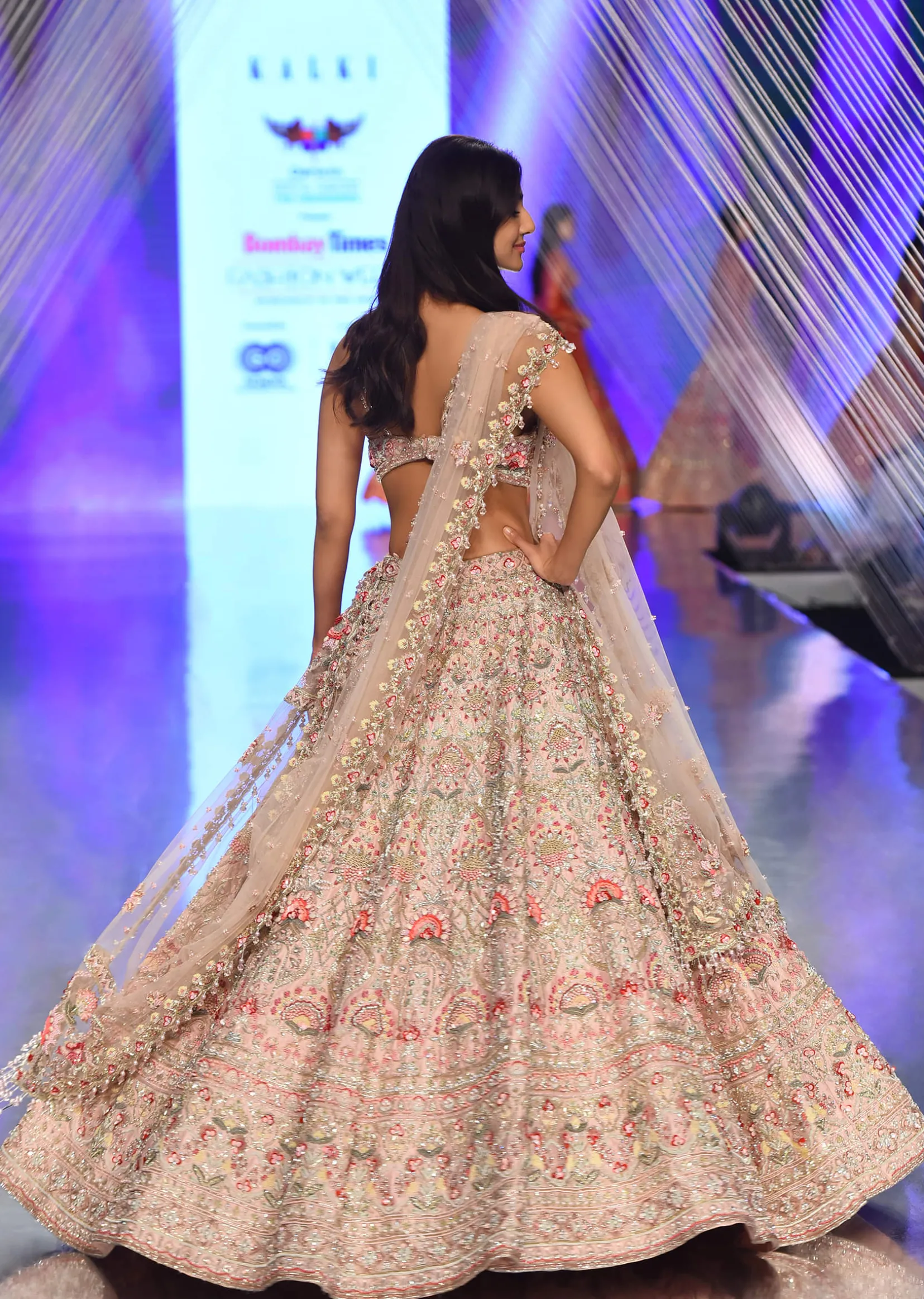 Charm Pink Rumi Lehenga Set In 3D Flower Motifs And Abla Embroidery, Crop Top Comes With The Similar Embroidery