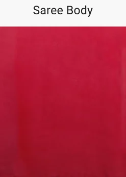 Cherry Red Saree In Georgette With Sequins And Cut Dana Embellished Border And A Ruffle Frill Adorned Crop Top