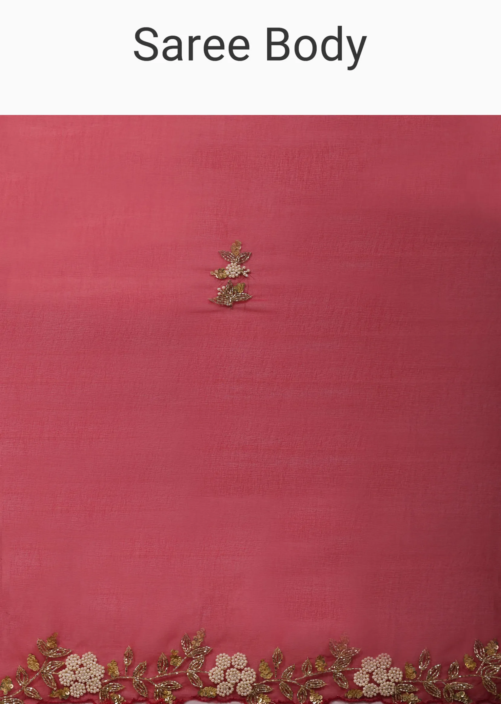 Cherry Red Saree In Organza With Cut Dana And Moti Embroidery