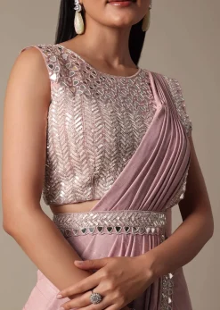 Chic Pink Ready To Wear Saree With Blouse