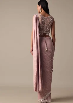 Chic Pink Ready To Wear Saree With Blouse